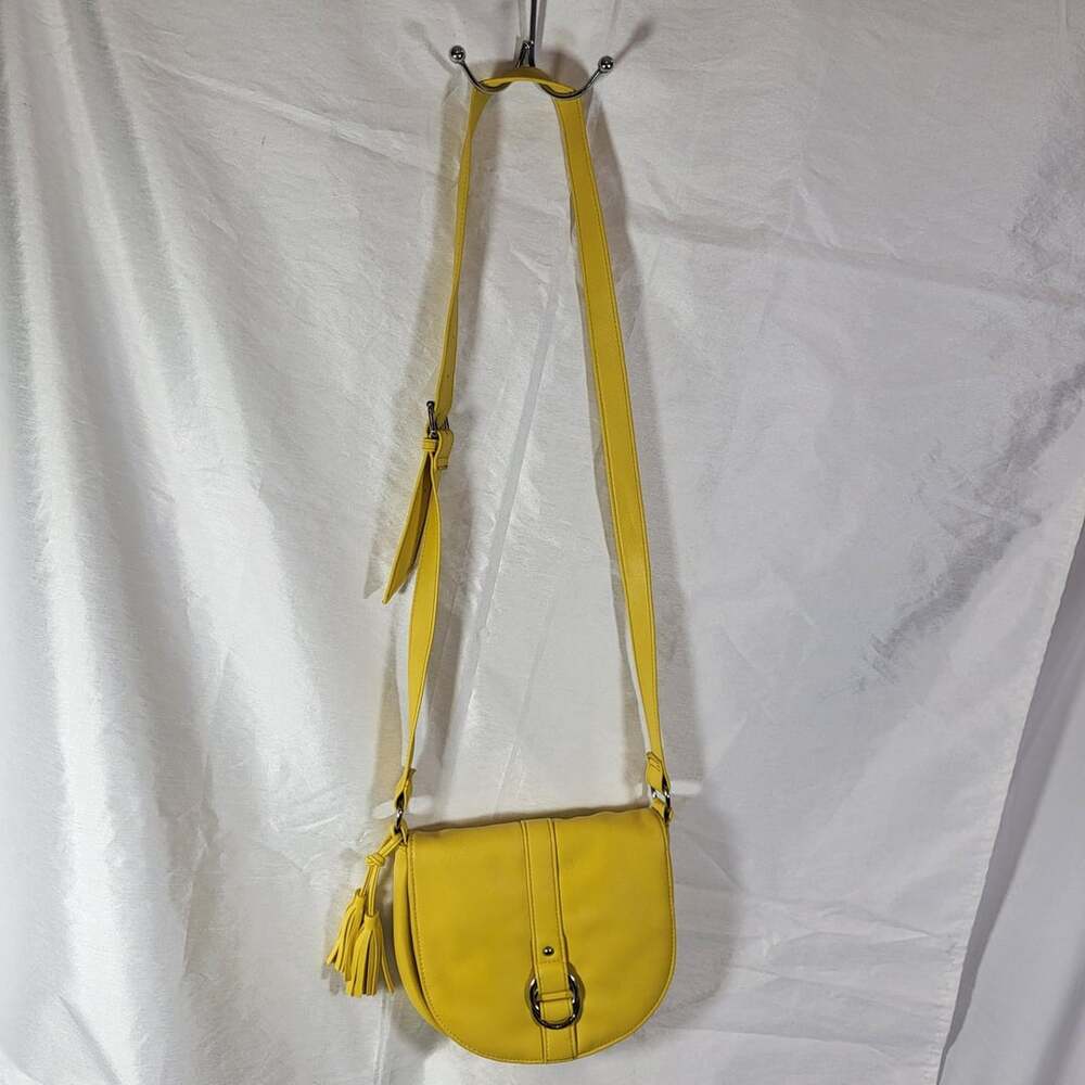 Avon Signature Collection Yellow Faux Leather Crossbody Bag with Tassel